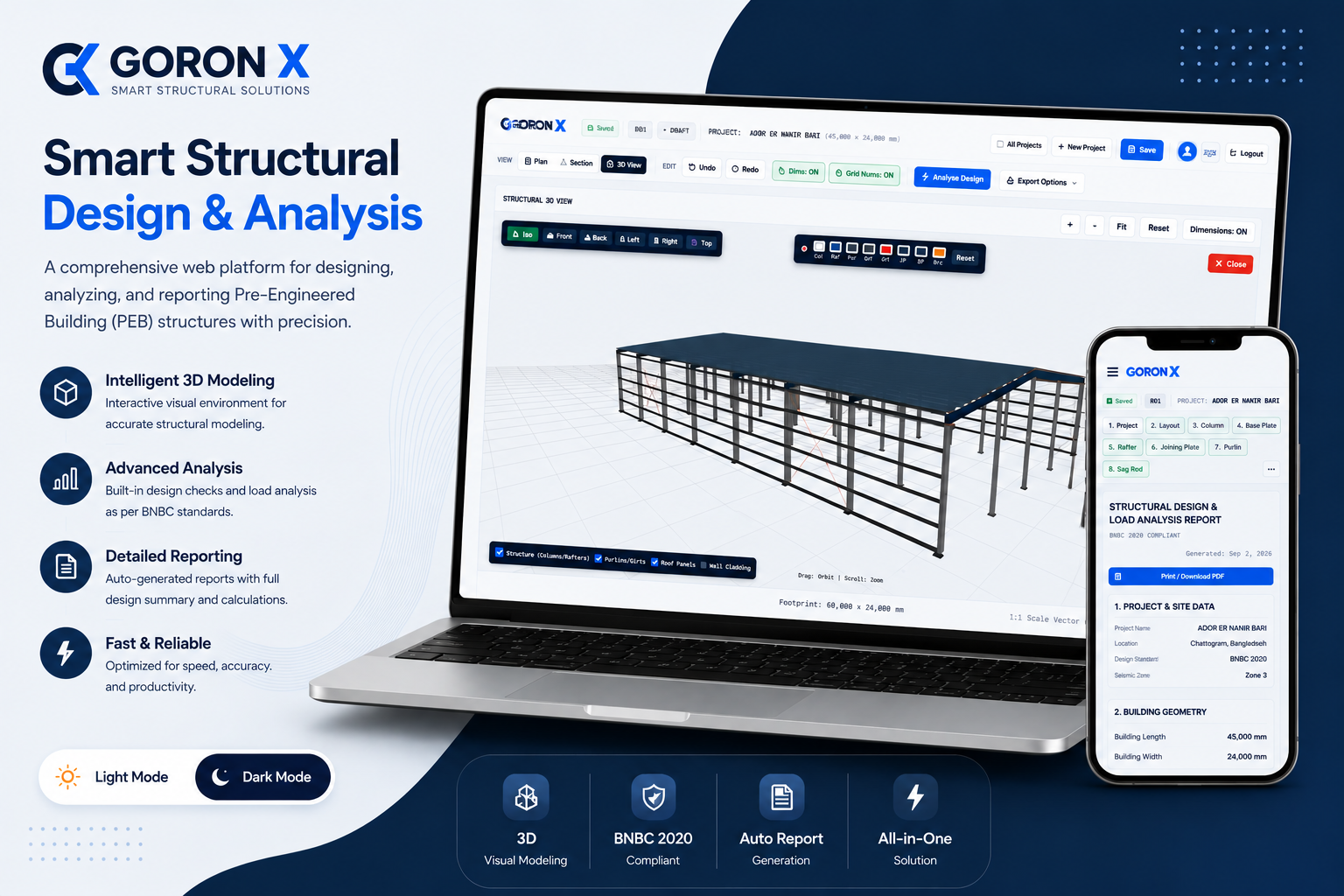 GORON X product interface preview — Structural Engineering Intelligence
